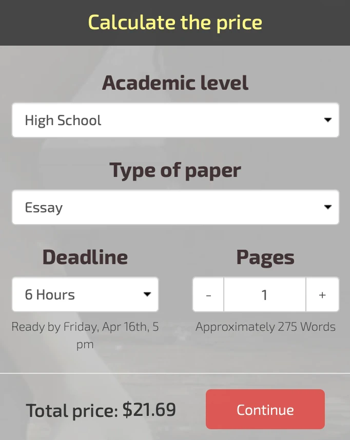 WritePaperForMe price calculator